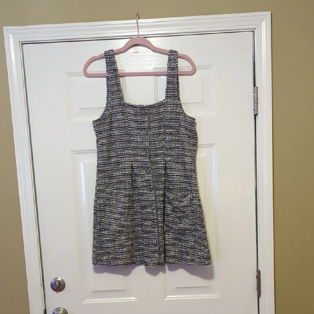 Free People Square Neck Button Front Tweed Mini Dress Size Small NWT Boho Boucle - Picture 4 of 7